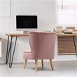 Pemberly Row Contemporary Rubber Wood & Velvet Armless Leisure Chair in Pink