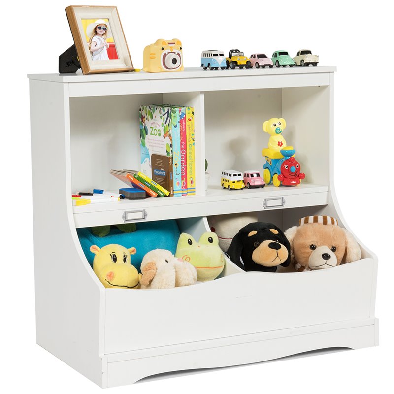 Pemberly Row 4 Storage MDF Board Multi-Functional Bookcase in White