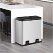 Pemberly Row 16-gallon Stainless Steel Dual Step Trash Can in Silver