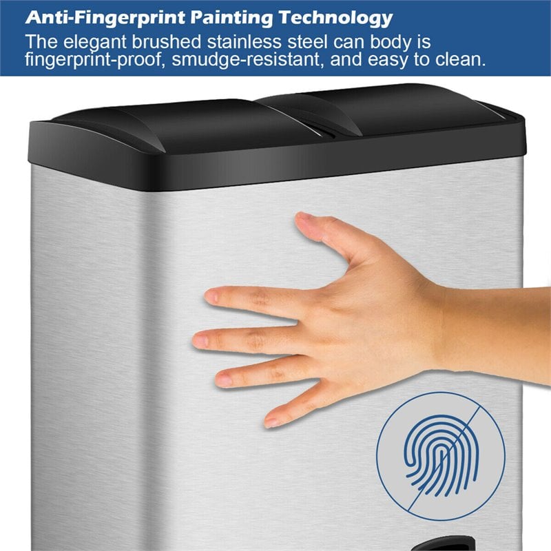 Pemberly Row 16-gallon Stainless Steel Dual Step Trash Can in Silver