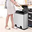 Pemberly Row 16-gallon Stainless Steel Dual Step Trash Can in Silver
