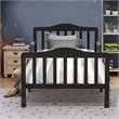 Pemberly Row Solid Rubber and Poplar Wood Toddler Bed with Guardrails in Black
