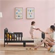 Pemberly Row Solid Rubber and Poplar Wood Toddler Bed with Guardrails in Black