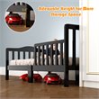 Pemberly Row Solid Rubber and Poplar Wood Toddler Bed with Guardrails in Black