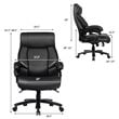 Pemberly Row Faux Leather Big & Tall 400lb Massage Office Chair in Black