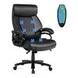 Pemberly Row Faux Leather Big & Tall 400lb Massage Office Chair in Black