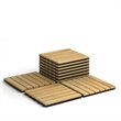 Pemberly Row 12x12'' 10-Pc Stripe Pattern Acacia Wood Patio Deck Tiles in Brown