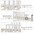 Pemberly Row Solid Rubber and Poplar Wood Toddler Bed with Guardrails in White