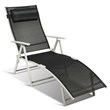 Pemberly Row Fabric Outdoor Folding Chaise Lounge Chair with Cushion in Black