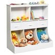 Pemberly Row Wood Freestanding Combo Shelf Cubby Bin with 3 Baskets in White