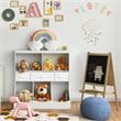 Pemberly Row Wood Freestanding Combo Shelf Cubby Bin with 3 Baskets in White