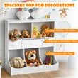 Pemberly Row Wood Freestanding Combo Shelf Cubby Bin with 3 Baskets in White