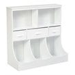 Pemberly Row Wood Freestanding Combo Shelf Cubby Bin with 3 Baskets in White