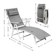 Pemberly Row Fabric Outdoor Folding Chaise Lounge Chair with Cushion in Gray
