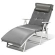 Pemberly Row Fabric Outdoor Folding Chaise Lounge Chair with Cushion in Gray