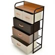 Pemberly Row 5-Drawer/4-Tier Dresser Storage Organizer Tower w/ Wood Top - Cream