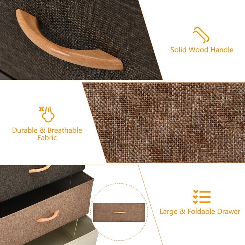 Pemberly Row 5-Drawer/4-Tier Dresser Storage Organizer Tower w/ Wood Top - Cream