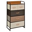Pemberly Row 5-Drawer/4-Tier Dresser Storage Organizer Tower w/ Wood Top - Cream