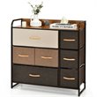 Pemberly Row 7-Drawer/3-Tier Dresser Storage Organizer Tower w/ Wood Top - Cream