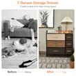 Pemberly Row 7-Drawer/3-Tier Dresser Storage Organizer Tower w/ Wood Top - Cream