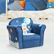 Pemberly Row Contemporary Eucalyptus and Velvet Astronaut Kids Sofa in Blue