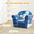 Pemberly Row Contemporary Eucalyptus and Velvet Astronaut Kids Sofa in Blue