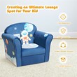 Pemberly Row Contemporary Eucalyptus and Velvet Astronaut Kids Sofa in Blue