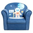 Pemberly Row Contemporary Eucalyptus and Velvet Astronaut Kids Sofa in Blue