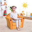 Pemberly Row Contemporary Eucalyptus and Velvet Lion Kids Sofa in Orange