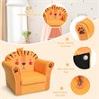 Pemberly Row Contemporary Eucalyptus and Velvet Lion Kids Sofa in Orange
