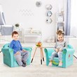 Pemberly Row Contemporary Eucalyptus and Velvet Crocodile Kids Sofa in Green