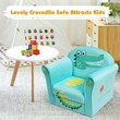 Pemberly Row Contemporary Eucalyptus and Velvet Crocodile Kids Sofa in Green