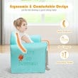 Pemberly Row Contemporary Eucalyptus and Velvet Crocodile Kids Sofa in Green