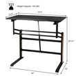 Pemberly Row Contemporary Metal and PVC Adjustable Height Standing Desk in Black