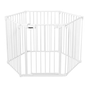 Pemberly Row 6-panel Contemporary Metal Adjustable Baby Safety Gate in White