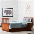 Pemberly Row Pine Wood Twin Captain's Bunk Bed with Trundle & Drawers in Walnut