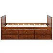 Pemberly Row Pine Wood Twin Captain's Bunk Bed with Trundle & Drawers in Walnut