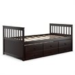 Pemberly Row Pine Wood Twin Captain's Bunk Bed w/ Trundle & Drawers in Espresso