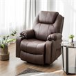 Pemberly Row Faux Leather Electric Recliner Chair with USB Charge Port in Brown