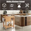 Pemberly Row Bamboo Kitchen Trolley Cart with Tower Rack & Drawers in Natural