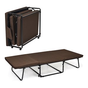 Pemberly Row Steel & Sponge Folding Sleeper Bed w/ 6 Position Adjustment - Brown