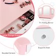 Pemberly Row Contemporary MDF & Pine Wood Kids Vanity Set with Mirror in Pink