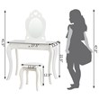 Pemberly Row MDF & Pine Wood Kids 2-in-1 Vanity Set with Mirror in White