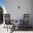 Pemberly Row Steel & Rattan Patio Folding Chairs w/ Armrest in Brown (Set of 2)