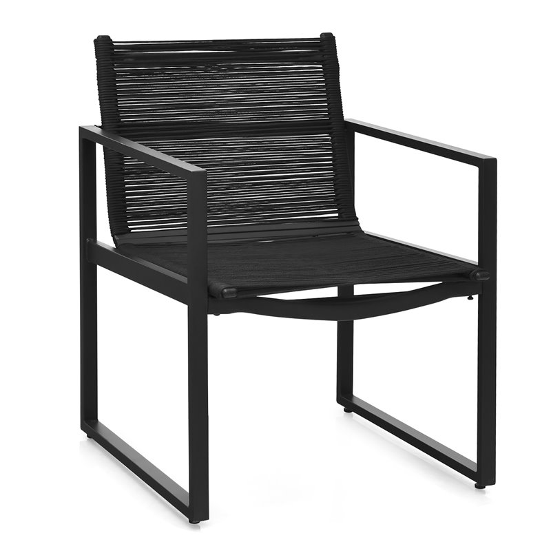 Pemberly Row 4-piece Patio Furniture Conversation Set for Garden Deck in Black