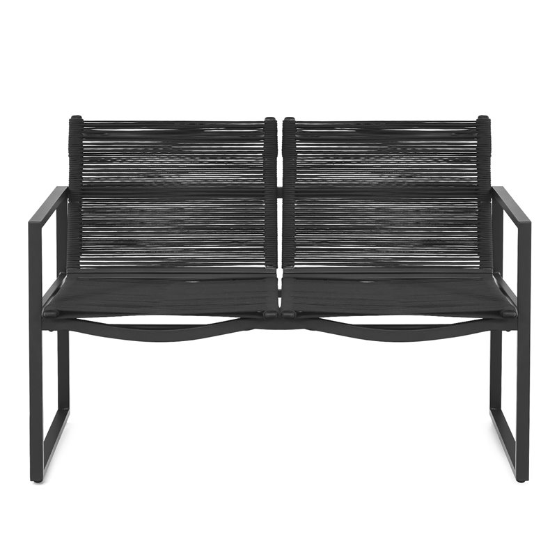 Pemberly Row 4-piece Patio Furniture Conversation Set for Garden Deck in Black