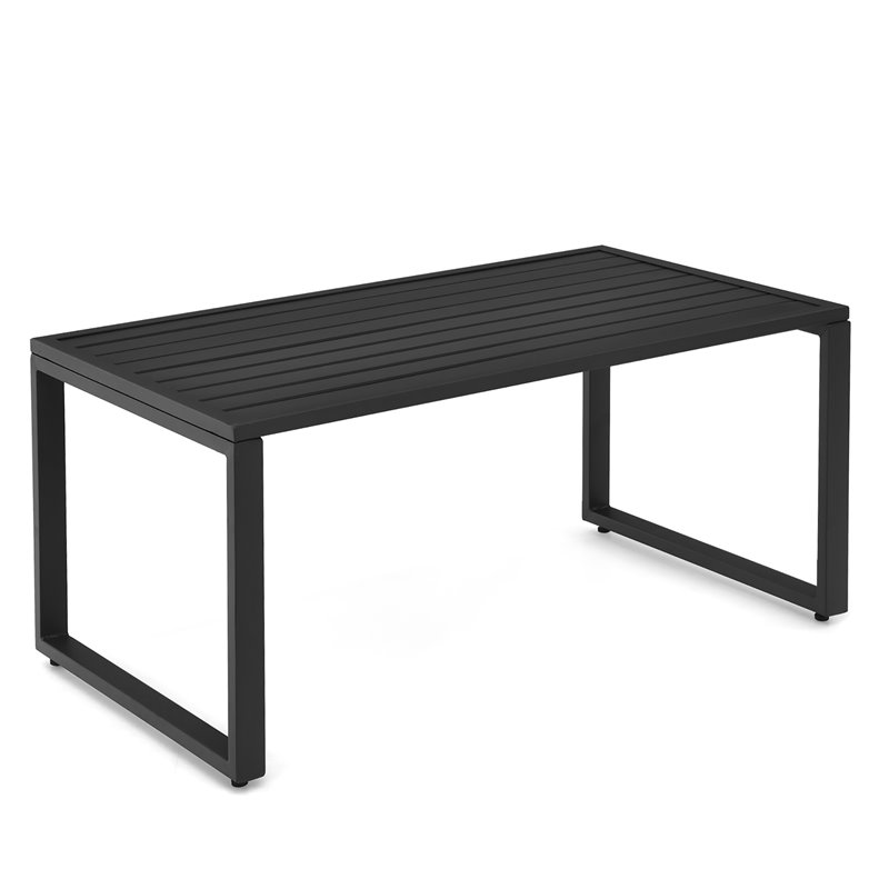 Pemberly Row 4-piece Patio Furniture Conversation Set for Garden Deck in Black