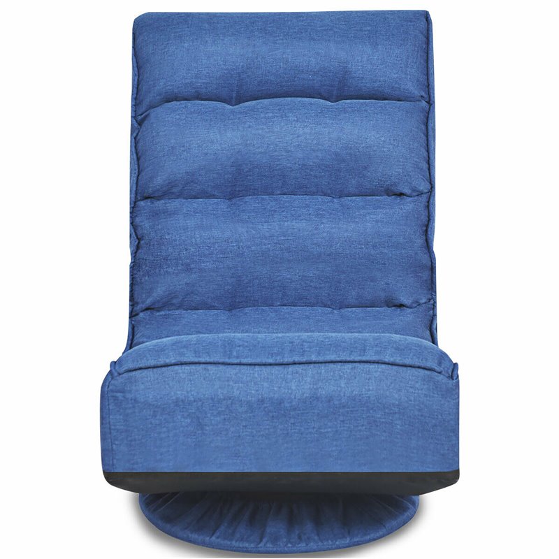 Pemberly Row Contemporary Iron and Fabric 360 Degree Swivel Gaming Chair in Blue