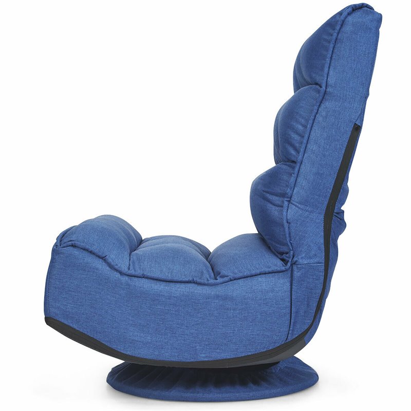 Pemberly Row Contemporary Iron and Fabric 360 Degree Swivel Gaming Chair in Blue