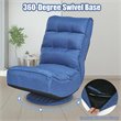 Pemberly Row Contemporary Iron and Fabric 360 Degree Swivel Gaming Chair in Blue